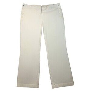 Loft Petite Julie Trouser 12P White Nautical Decorative Button Sailor Pant